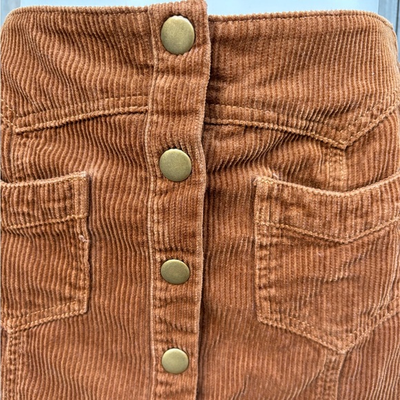Kendall & Kylie Caramel Brown Corduroy Mini Skirt with Button Down Front - Picture 2 of 5
